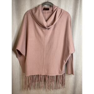 Women's KERISMA Zeyda Soft Pink Wool Blend Fringed Cowl Neck Sweater Size S/M